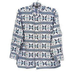 Canyon Creek Mens XL Cotton Button Down Shirt Blue Southwest Print Western Rodeo